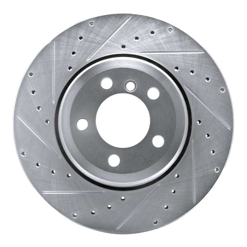 R1 Concepts 02-05 BMW 760LI Rear Left Drilled & Slotted Silver Brake Rotor