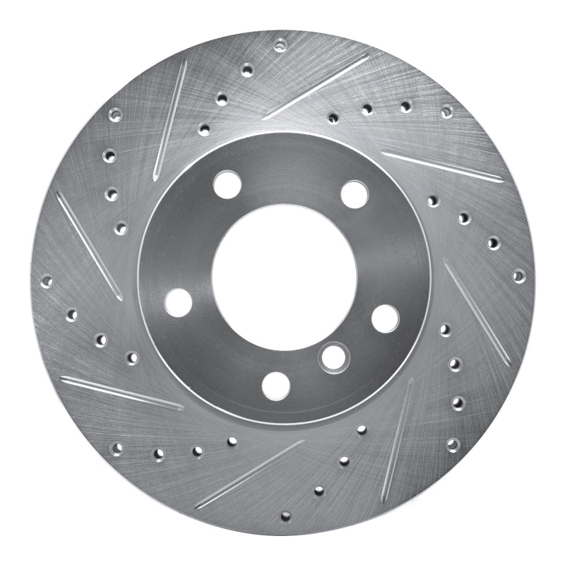 R1 Concepts 06-13 BMW 128I Front Left Drilled & Slotted Silver Brake Rotor