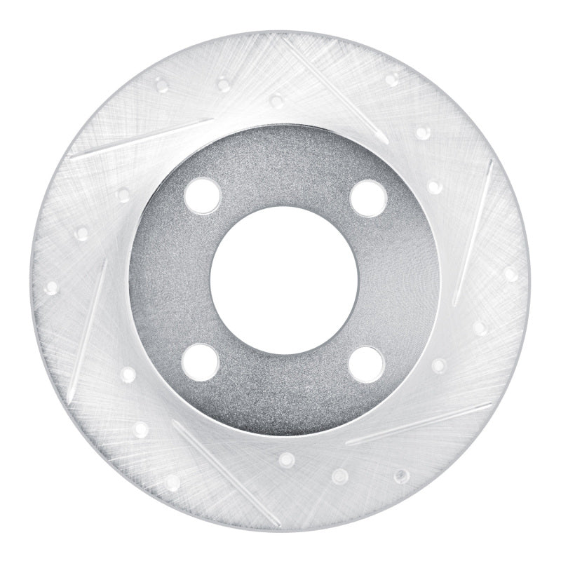 R1 Concepts 89-91 Audi 100 Rear Right Drilled & Slotted Silver Brake Rotor