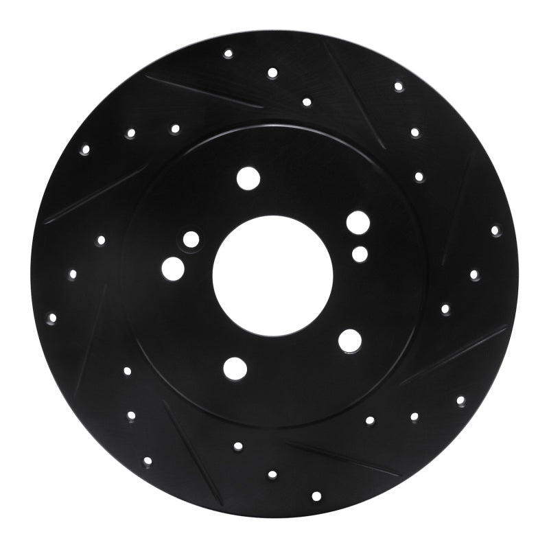 R1 Concepts 96-98 Mercedes-Benz SL320 Rear Right Drilled & Slotted Black Brake Rotor