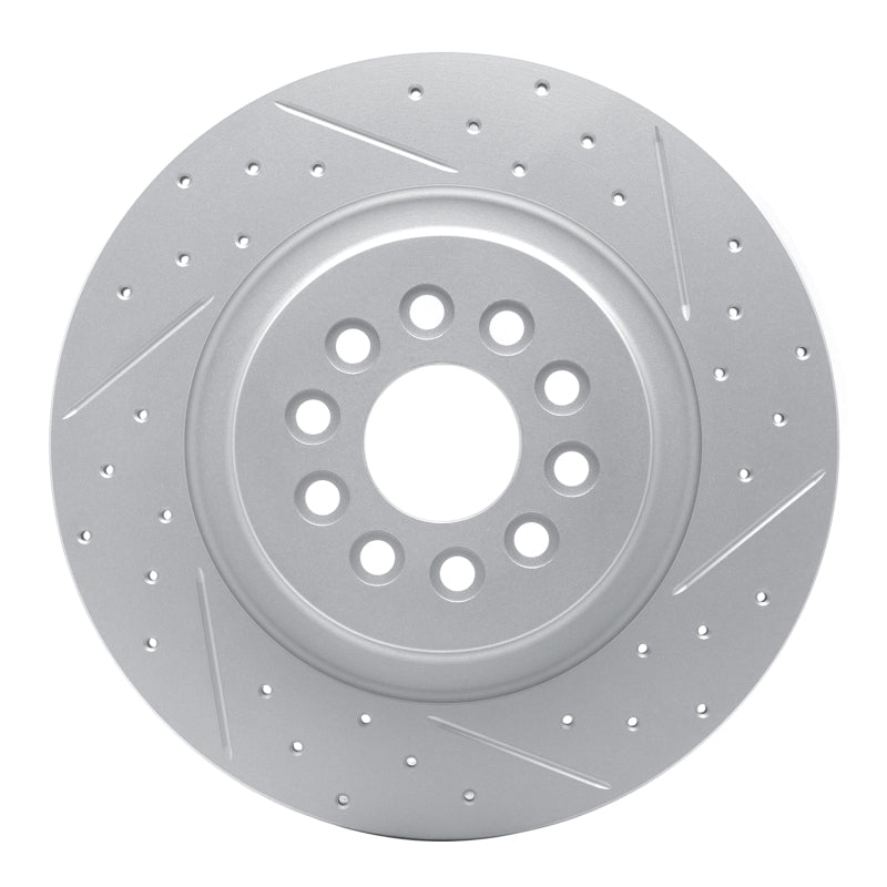R1 Concepts 03-05 Jaguar S-Type Rear Right Drilled & Slotted Geo-Carbon Rotor