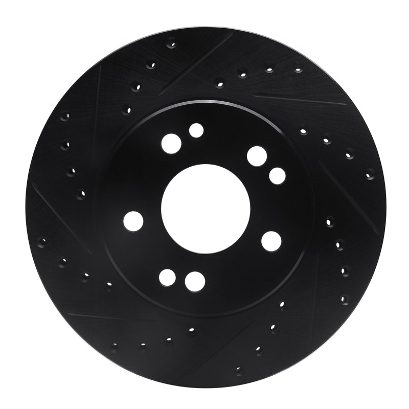 R1 Concepts 84-95 Mercedes-Benz E300 Front Left Drilled & Slotted Black Brake Rotor