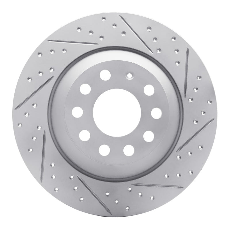 R1 Concepts 05-11 Audi A6 Quattro Rear Right Drilled & Slotted Geo-Carbon Rotor