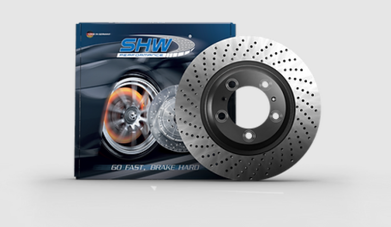 SHW Performance 2021 Porsche Carrera 3.0L Left Front Cross-Drilled Monobloc Brake Rotor (992615301)