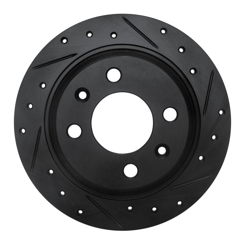 R1 Concepts 86-98 Saab 9000 Rear Right Drilled & Slotted Black Brake Rotor