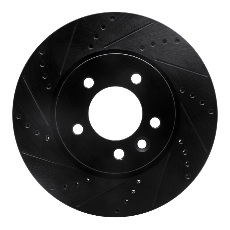 R1 Concepts 05-07 Land Rover LR3 Front Left Drilled & Slotted Black Brake Rotor