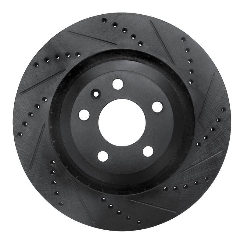 R1 Concepts 05-11 Audi A6 Quattro Rear Right Drilled & Slotted Black Brake Rotor
