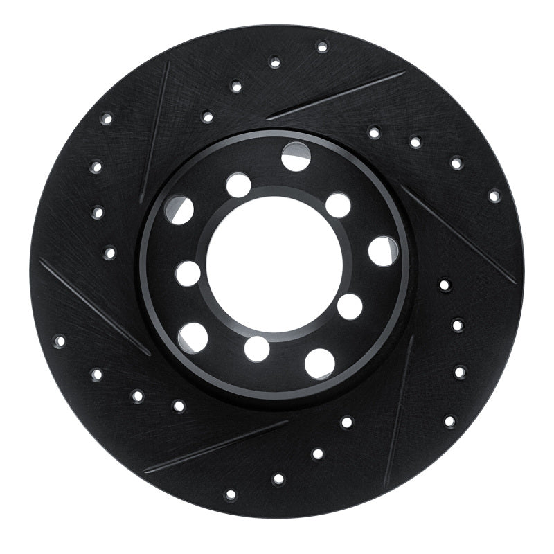 R1 Concepts 65-73 Mercedes-Benz 230S Front Left Drilled & Slotted Black Brake Rotor
