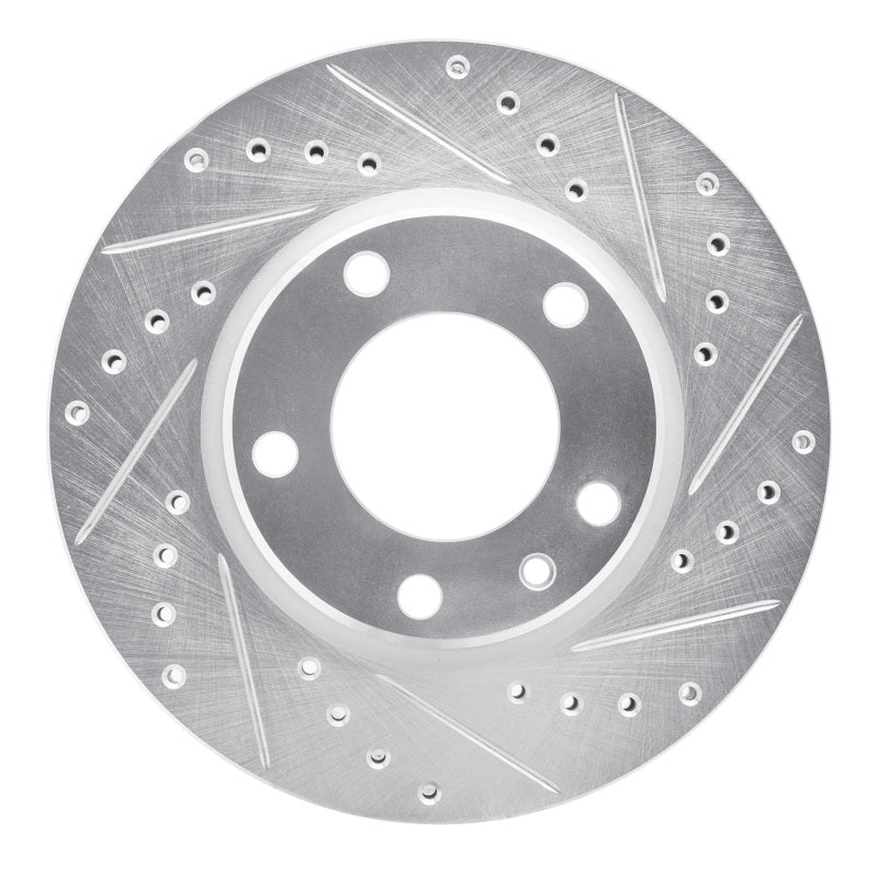R1 Concepts 88-91 BMW M3 Front Right Drilled & Slotted Silver Brake Rotor