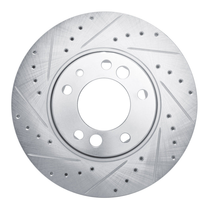 R1 Concepts 1991-1993 BMW M5 Front Left Drilled & Slotted Silver Brake Rotor