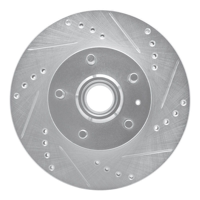 R1 Concepts 82-87 Volvo 740 Front Right Drilled & Slotted Silver Brake Rotor