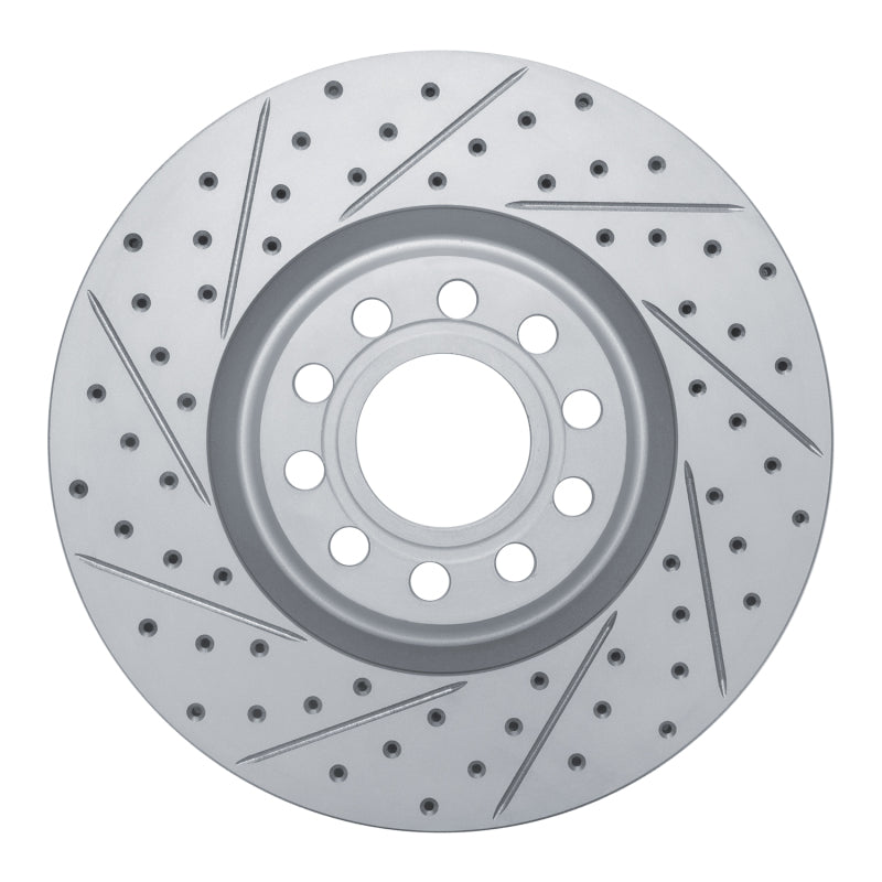 R1 Concepts 99-04 Audi S6 Front Left Drilled & Slotted Geo-Carbon Rotor