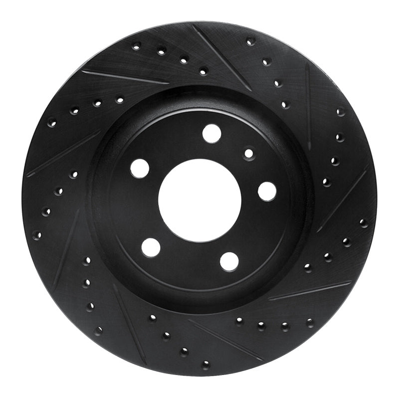 R1 Concepts 04-09 Audi S4 Rear Right Drilled & Slotted Black Brake Rotor