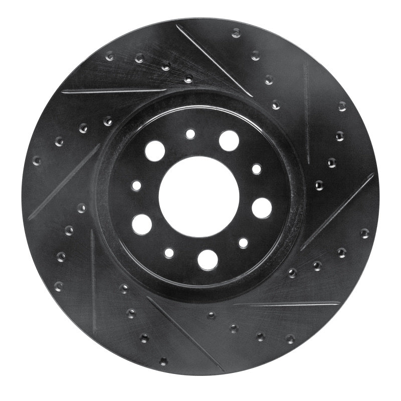 R1 Concepts 03-09 Volvo XC90 Front Right Drilled & Slotted Black Brake Rotor