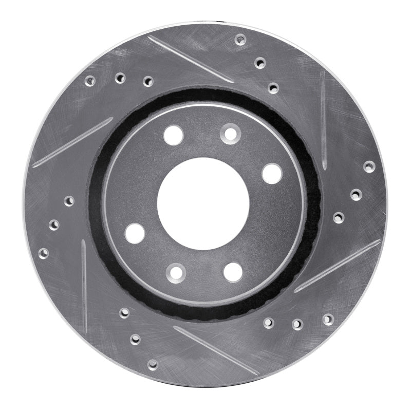 R1 Concepts 89-91 Peugeot 405 Front Right Drilled & Slotted Silver Brake Rotor