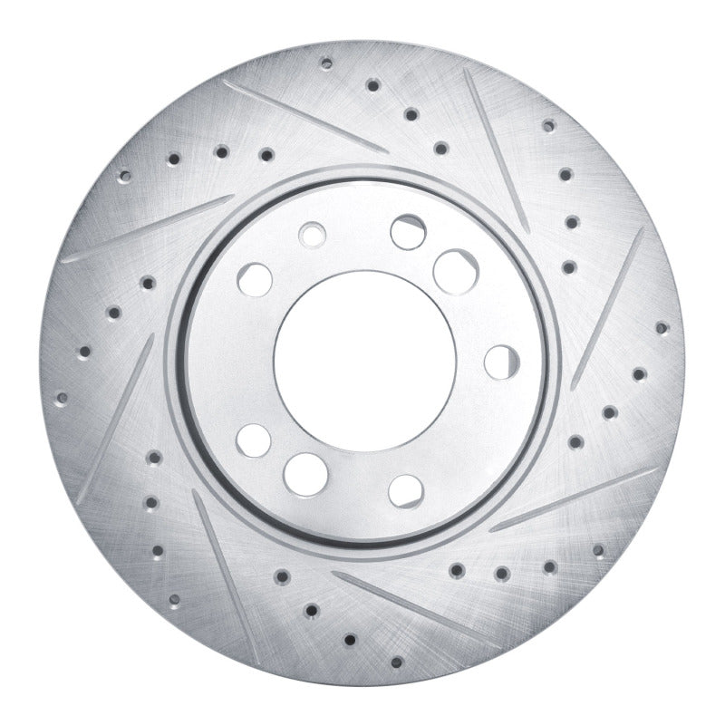R1 Concepts 1991-1993 BMW M5 Front Right Drilled & Slotted Silver Brake Rotor
