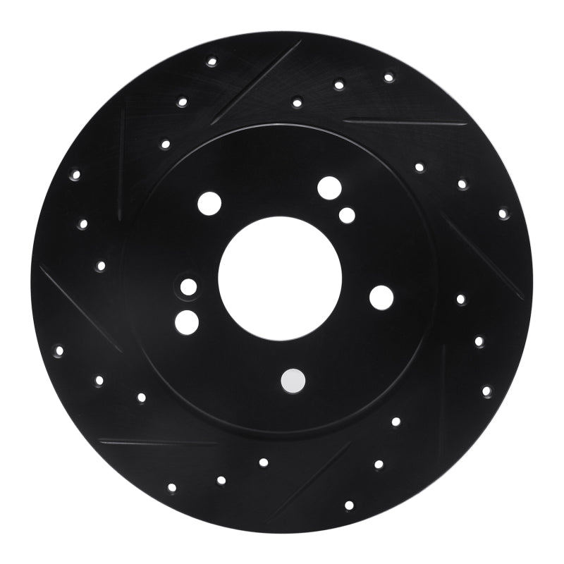 R1 Concepts 96-98 Mercedes-Benz SL320 Rear Left Drilled & Slotted Black Brake Rotor