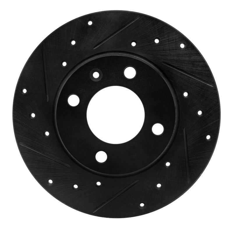 R1 Concepts 73-05 Audi Fox Front Left Drilled & Slotted Black Brake Rotor