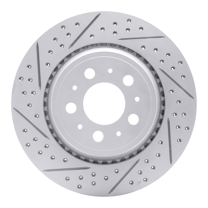 R1 Concepts 03-14 Volvo Xc90 Rear Left Drilled & Slotted Geo-Carbon Rotor