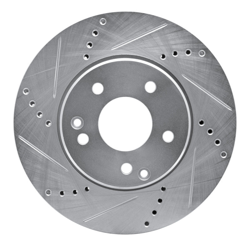 R1 Concepts 96-15 Mercedes-Benz C240 Front Left Drilled & Slotted Silver Brake Rotor