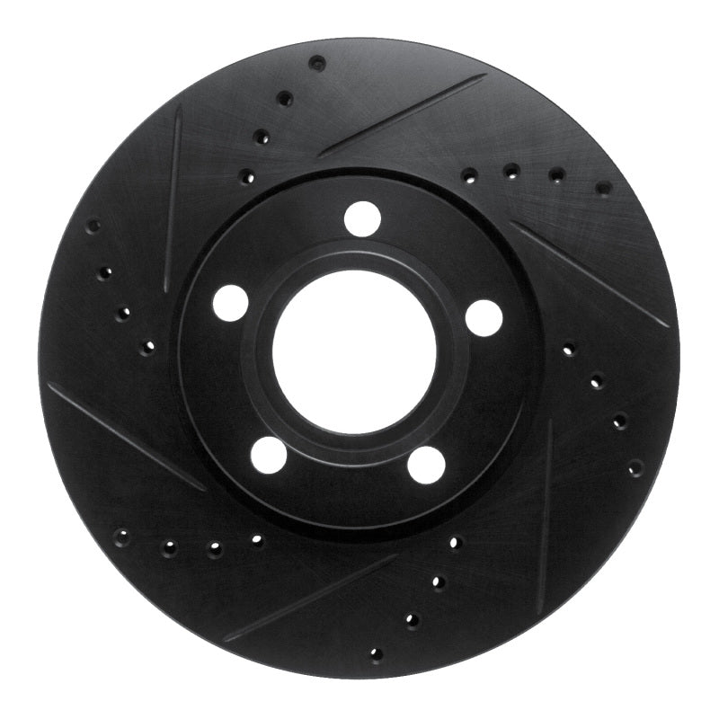R1 Concepts 85-91 Audi 200 Quattro Front Left Drilled & Slotted Black Brake Rotor