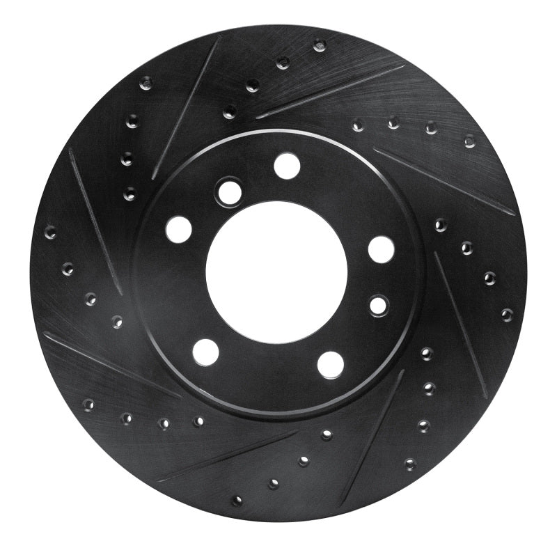 R1 Concepts 89-95 BMW 530I Front Left Drilled & Slotted Black Brake Rotor