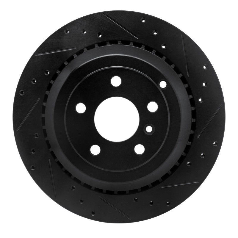 R1 Concepts 06-12 Mercedes-Benz GL350 Rear Right Drilled & Slotted Black Brake Rotor