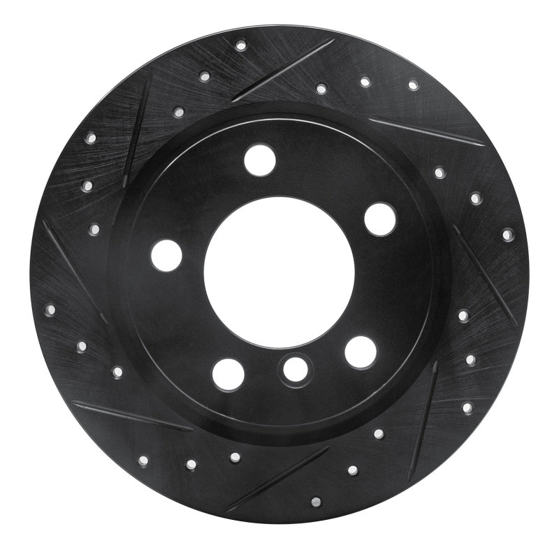 R1 Concepts 11-16 Mini Cooper Paceman Rear Left Drilled & Slotted Black Brake Rotor