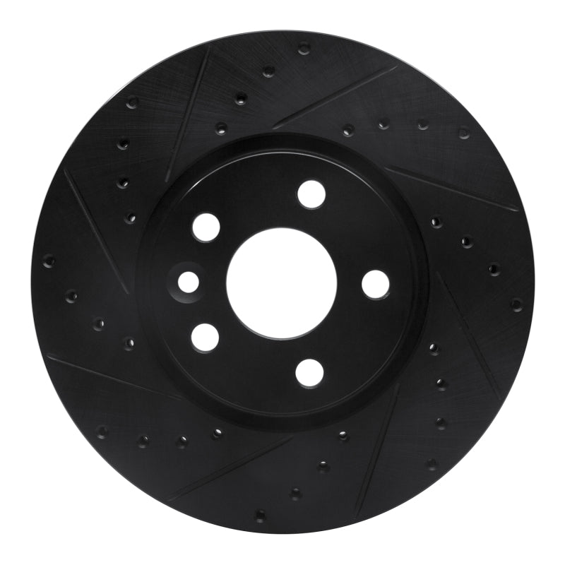 R1 Concepts 07-18 Land Rover Range Rover Evoque Front Left Drilled & Slotted Black Brake Rotor
