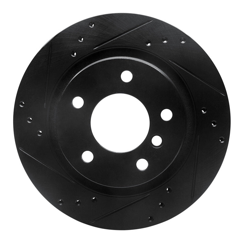 R1 Concepts 99-06 BMW 323I Rear Left Drilled & Slotted Black Brake Rotor