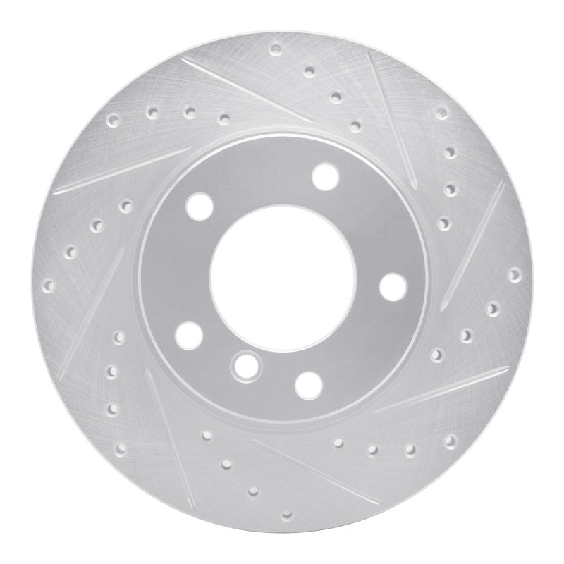 R1 Concepts 91-06 BMW 318TI Front Right Drilled & Slotted Silver Brake Rotor
