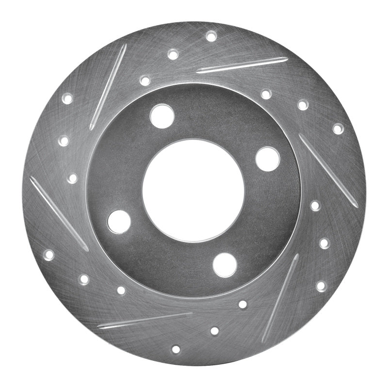 R1 Concepts 82-98 Audi Cabriolet Rear Left Drilled & Slotted Silver Brake Rotor