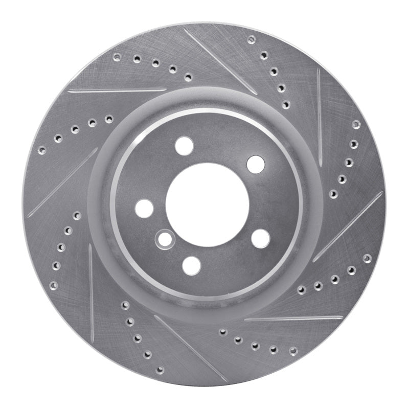 R1 Concepts 06-12 Land Rover Range Rover Front Right Drilled & Slotted Silver Brake Rotor