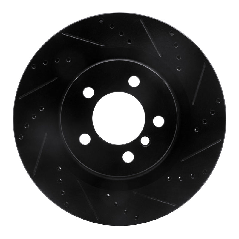 R1 Concepts 06-09 Land Rover Range Rover Front Right Drilled & Slotted Black Brake Rotor