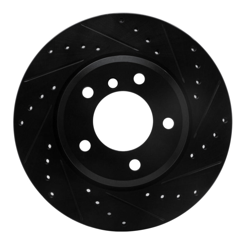 R1 Concepts 99-08 BMW 325CI (USA/Canada) Front Right Drilled & Slotted Black Brake Rotor