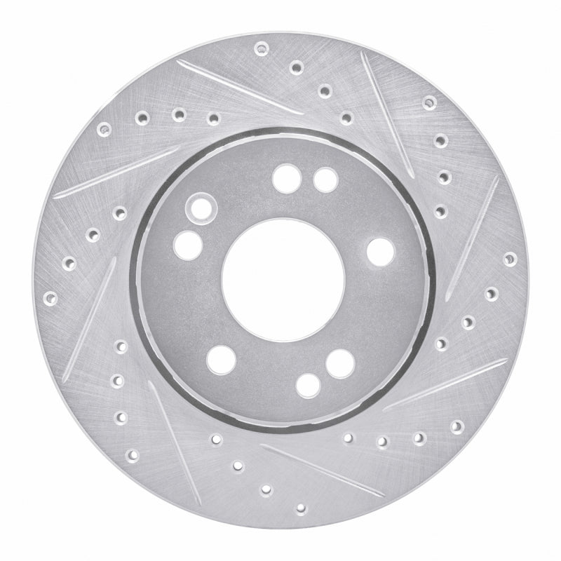 R1 Concepts 90-92 Mercedes-Benz 300E Front Right Drilled & Slotted Silver Brake Rotor
