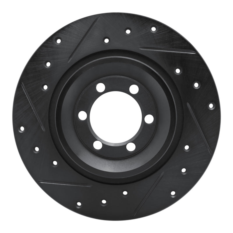 R1 Concepts 81-89 Alfa Romeo Milano Rear Left Drilled & Slotted Black Brake Rotor