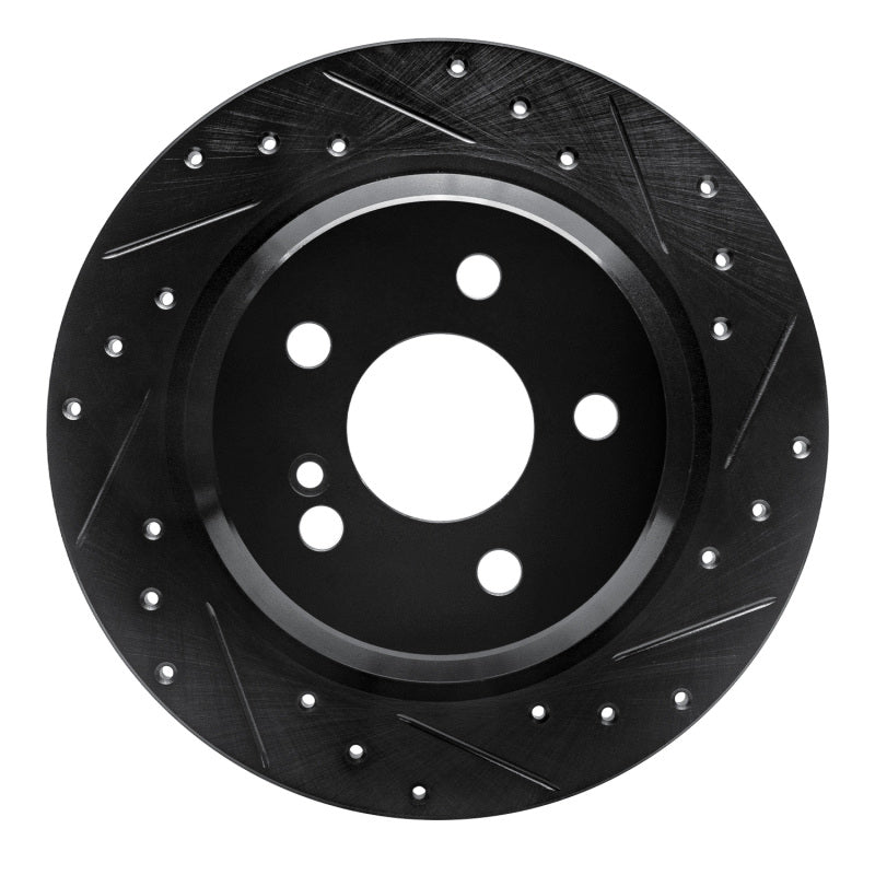 R1 Concepts 03-06 Mercedes-Benz CL500 Rear Right Drilled & Slotted Black Brake Rotor