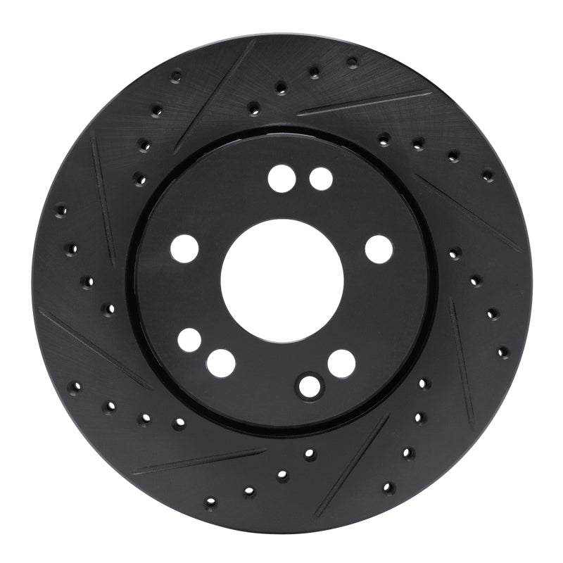 R1 Concepts 90-92 Mercedes-Benz 300TE Front Left Drilled & Slotted Black Brake Rotor