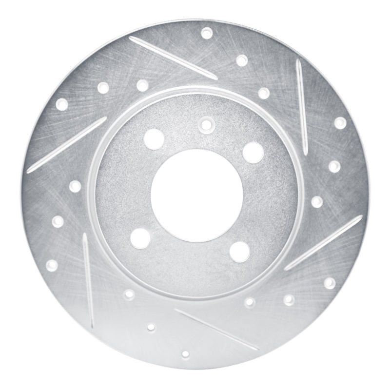 R1 Concepts 84-97 Audi Coupe Front Right Drilled & Slotted Silver Brake Rotor