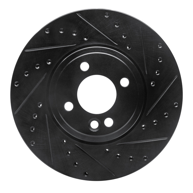 R1 Concepts 02-06 Mini Cooper (Excl Clubman) Front Right Drilled & Slotted Black Brake Rotor