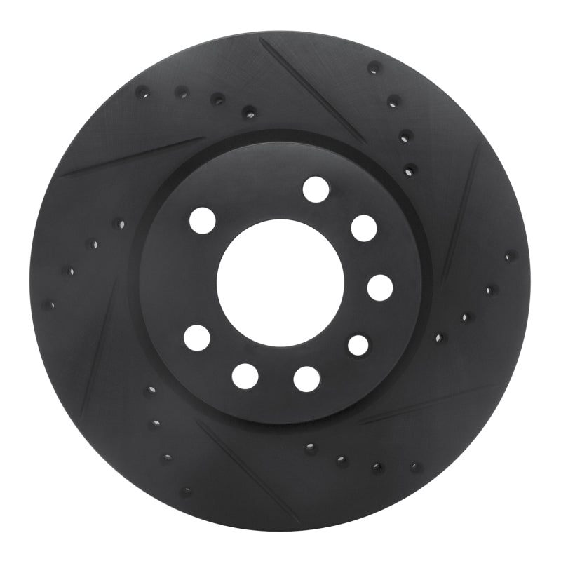 R1 Concepts 94-96 Saab 900 Front Right Drilled & Slotted Black Brake Rotor