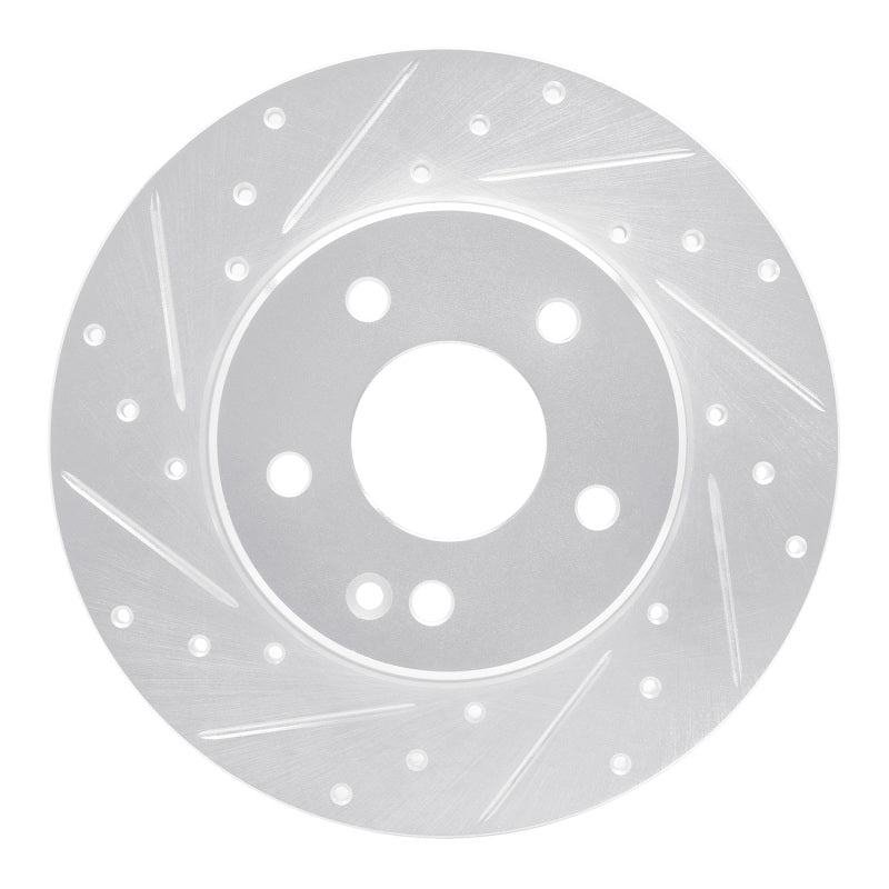 R1 Concepts 97-98 Mercedes-Benz C230 Front Left Drilled & Slotted Silver Brake Rotor