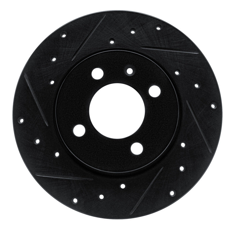 R1 Concepts 84-97 Audi Coupe Front Left Drilled & Slotted Black Brake Rotor
