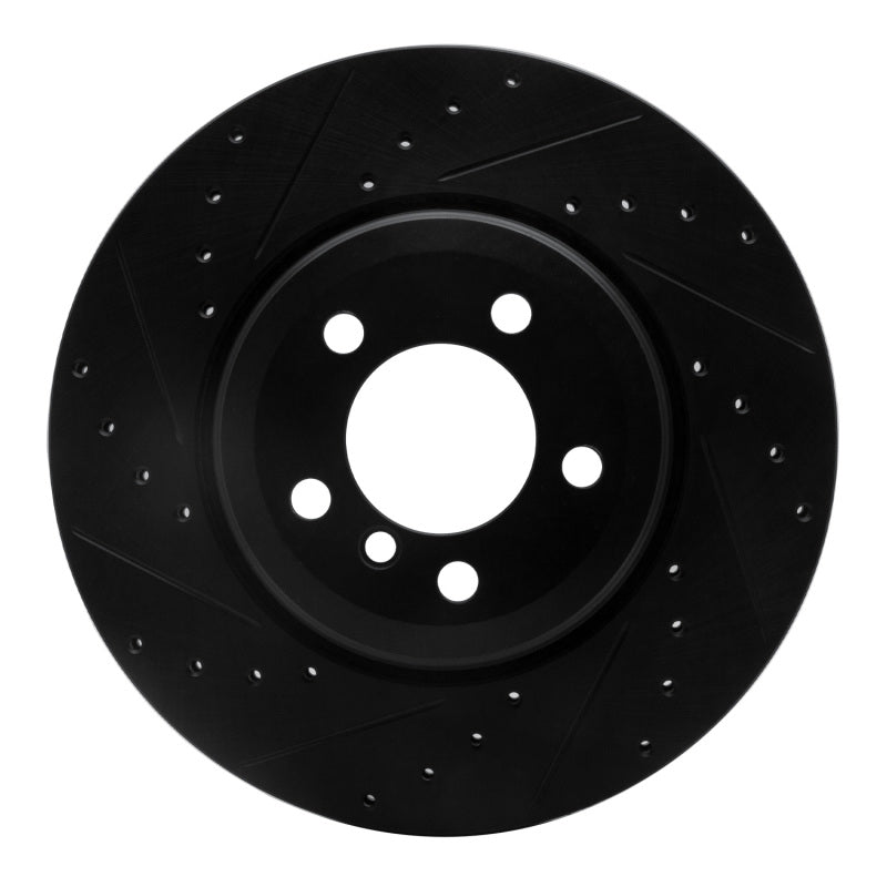 R1 Concepts 02-05 BMW 760LI Rear Left Drilled & Slotted Black Brake Rotor
