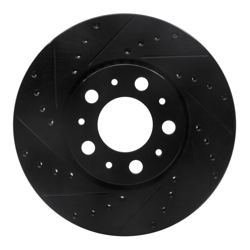 R1 Concepts 99-09 Volvo XC70 Front Left Drilled & Slotted Black Brake Rotor