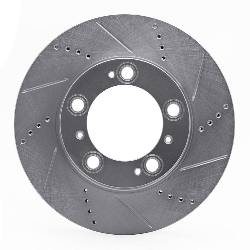 R1 Concepts 97-04 Porsche Boxster Front Right Drilled & Slotted Silver Brake Rotor