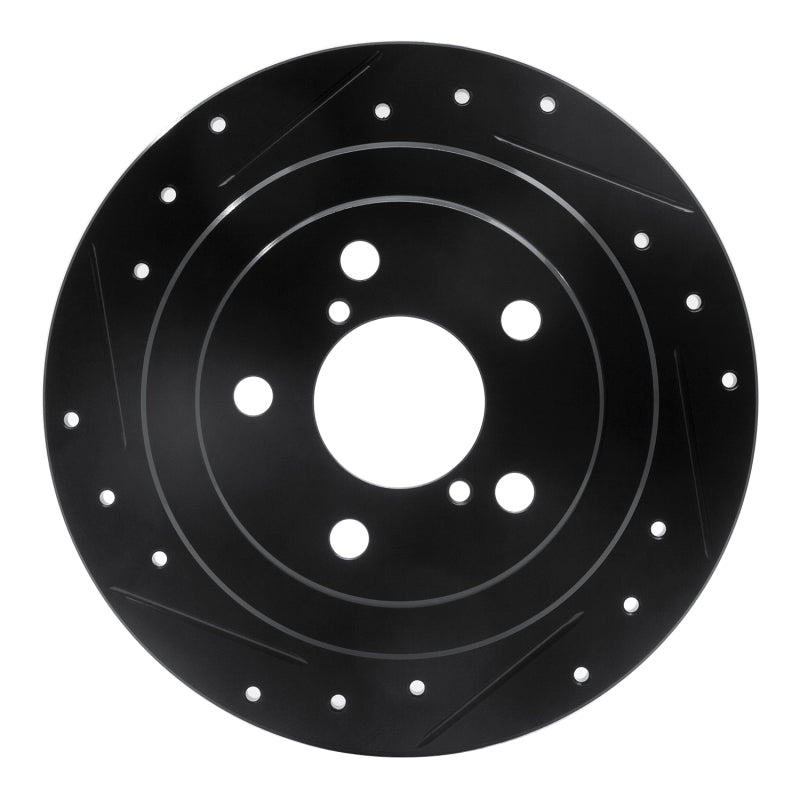R1 Concepts 90-08 Saab 9-2X Rear Left Drilled & Slotted Black Brake Rotor