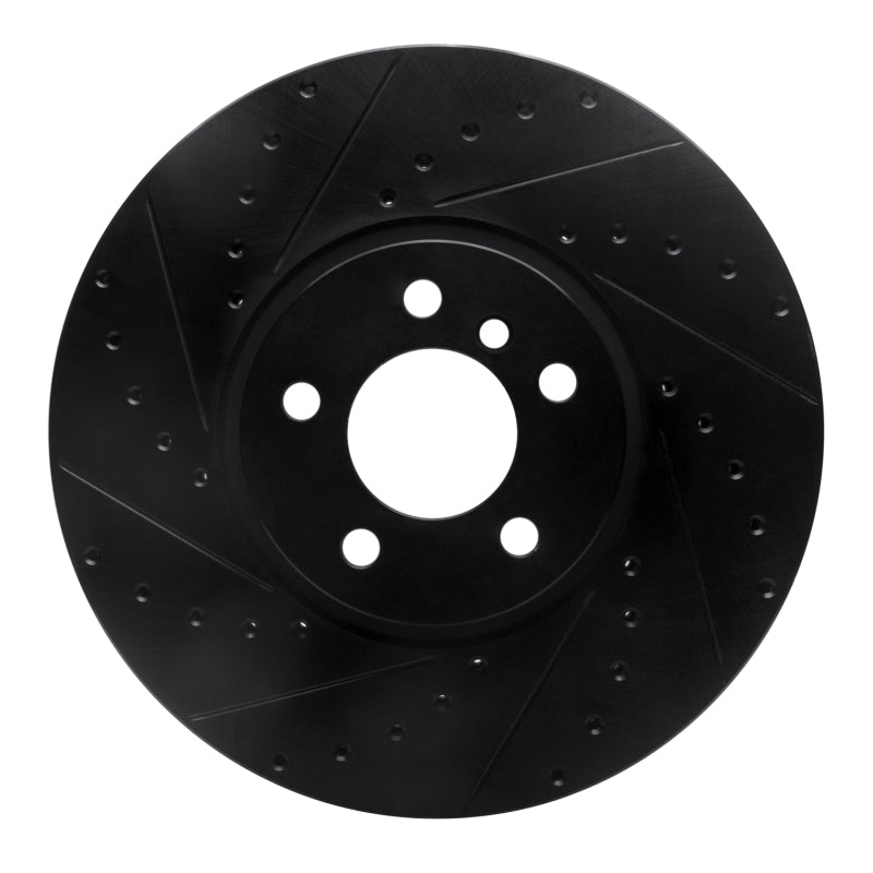 R1 Concepts 02-06 BMW X5 Front Left Drilled & Slotted Black Brake Rotor