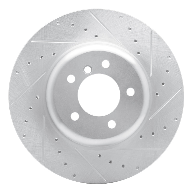 R1 Concepts 04-10 BMW 650I Coupe Front Right Drilled & Slotted Silver Brake Rotor